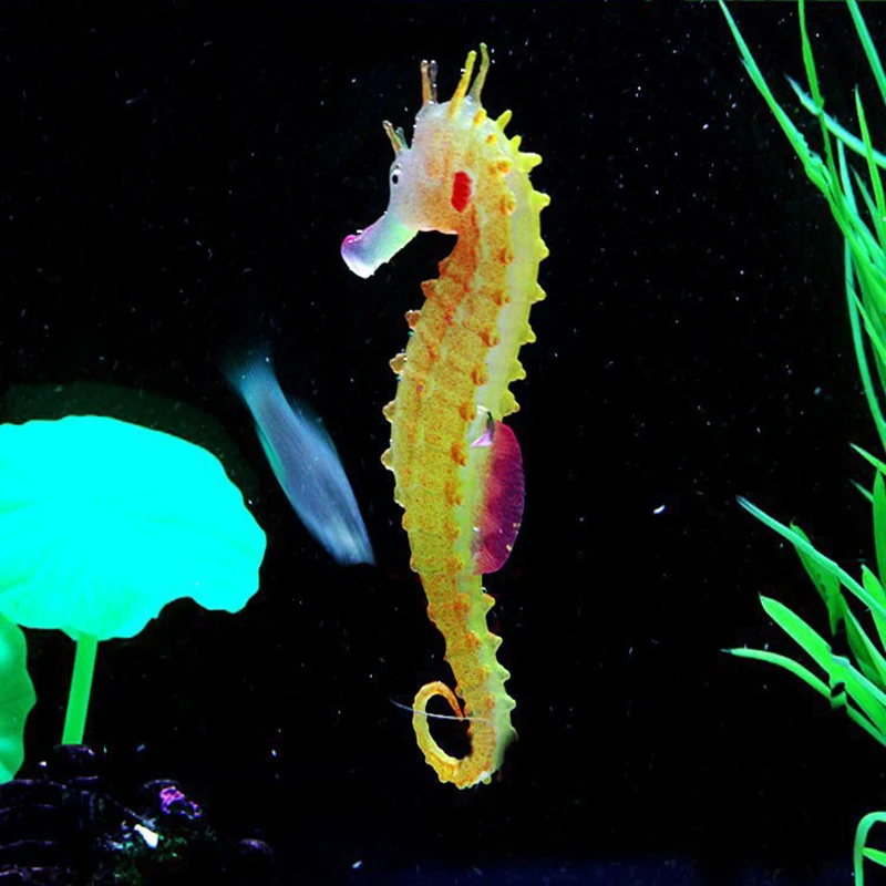 Новый зеленый искусственный силиконовый орнамент гиппокампа светящийся эффект