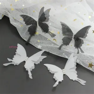 100 шт. белая органза ласточкин хвост бабочка аппликации прозрачные шифоновые бабочки двухслойные wстразы вечерние