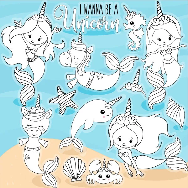 Прозрачный штамп русалка я хочу быть единорогом для скрапбукинга сделай