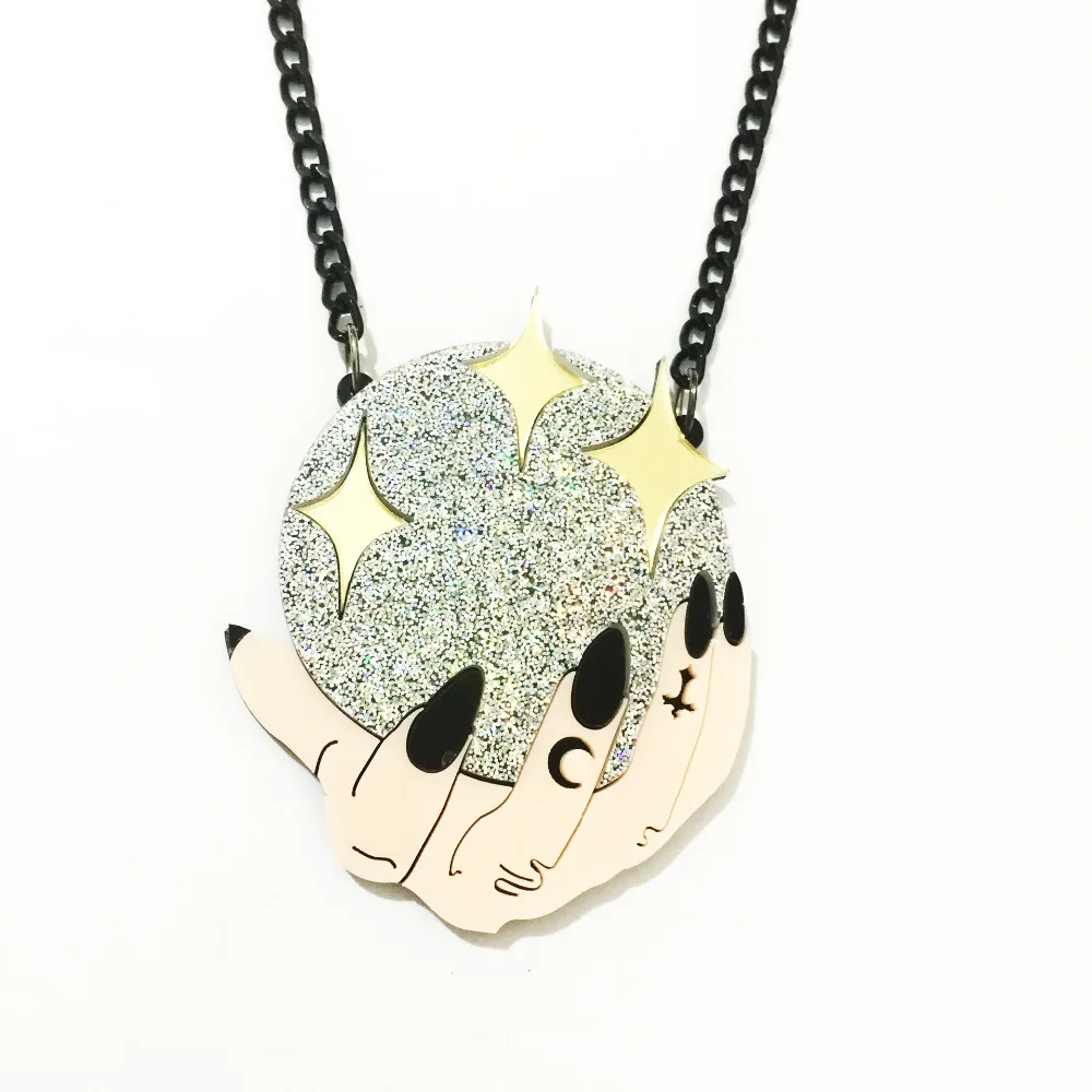 Новые акриловые резки творческий в виде хрустального шара предсказаний ожерелье