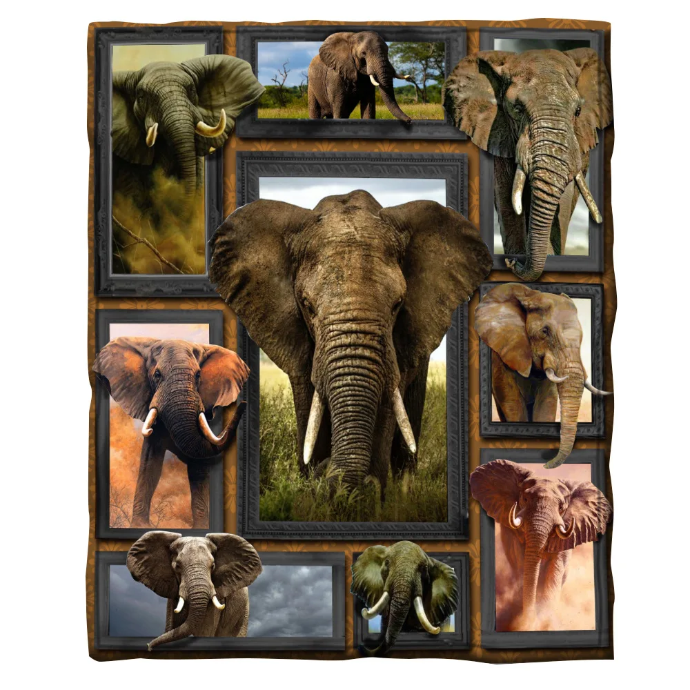 

Elephant Fleece Blanket 3D full printed Wearable Blanket Adults/kids Fleece Blanket Sherpa Blanket Drop Shipping