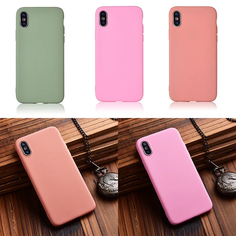 Роскошный ударопрочный матовый мягкий чехол из ТПУ для iPhone XS MAX XR X карамельный