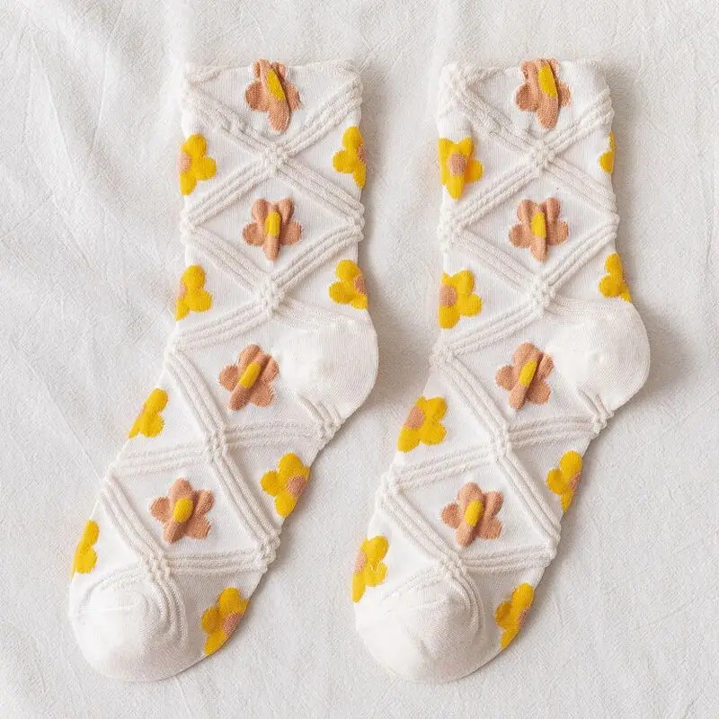 Весенние носки осенние зимние с японскими цветами милые уличные дикие красные