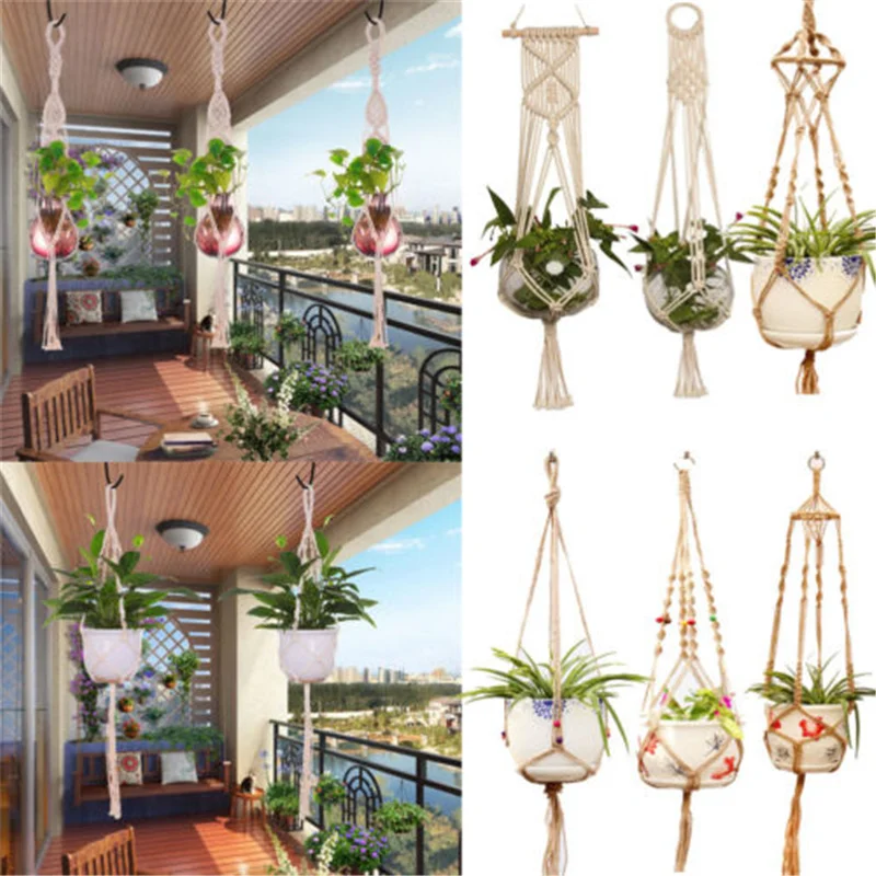 

Vintage Handmade Macrame Plant Hanger Flower /Pot Hanger Pot Tray for Wall Decoration Countyard /Garden Pot Tray for Plant