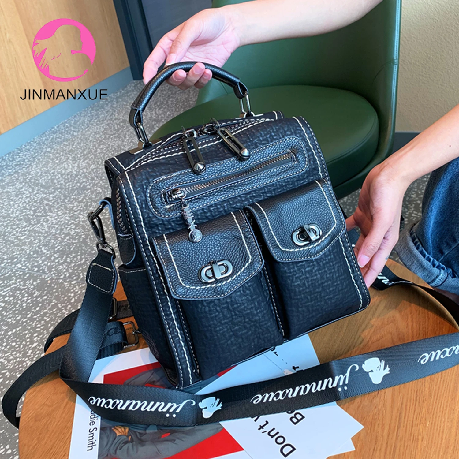 Рюкзак из воловьей кожи с принтом слона модный Женский Повседневный