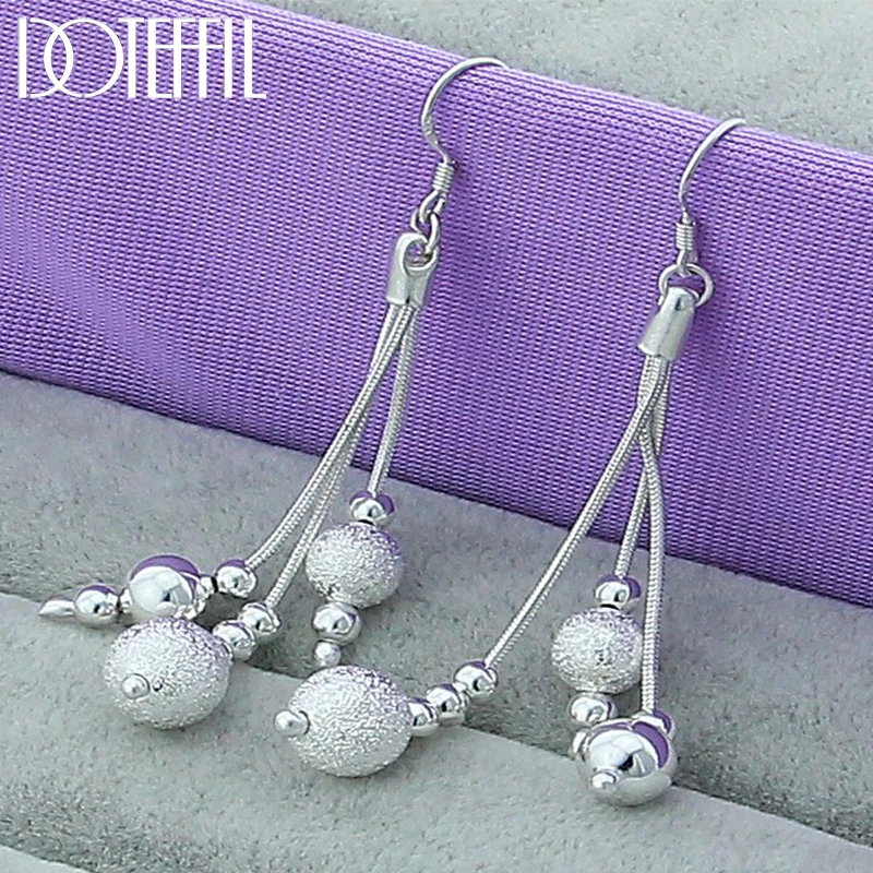 Фото Серьги-подвески женские DOTEFFIL, из серебра 925 пробы, гладкие, матовые №1