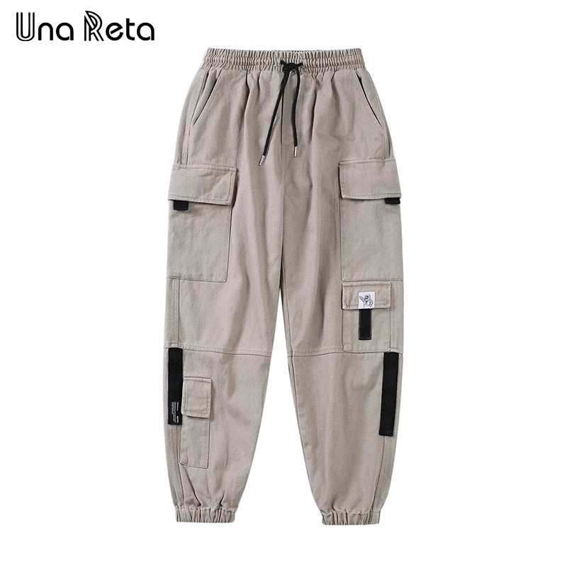 UnaReta брюки мужские ретро мульти карман шаровары хип хоп уличная одежда