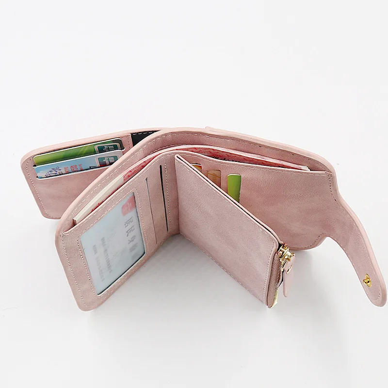 Новый женский короткий кошелек корейский для монет с 3 складками модный на молнии