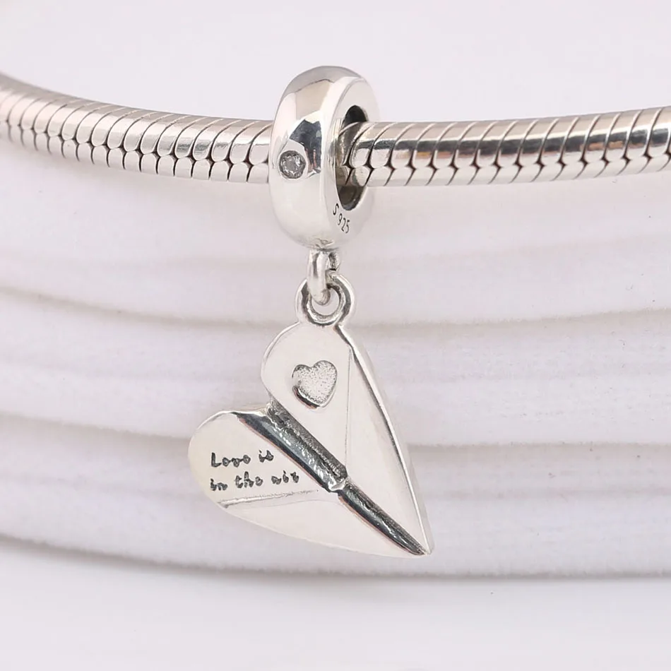 S925 Серебряные DIY Ювелирные изделия семейный бумажный самолет с кристаллом