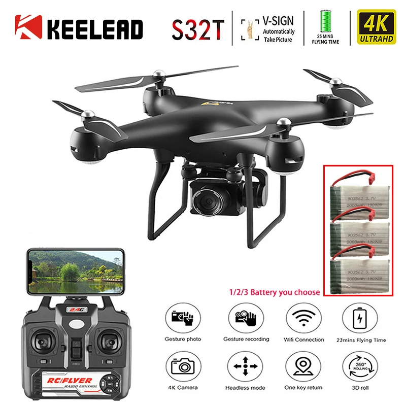 KEELEAD S32T Дрон с разрешением 4K 1080P WiFi FPV защитой от вибрации Gimbal Камера дроны