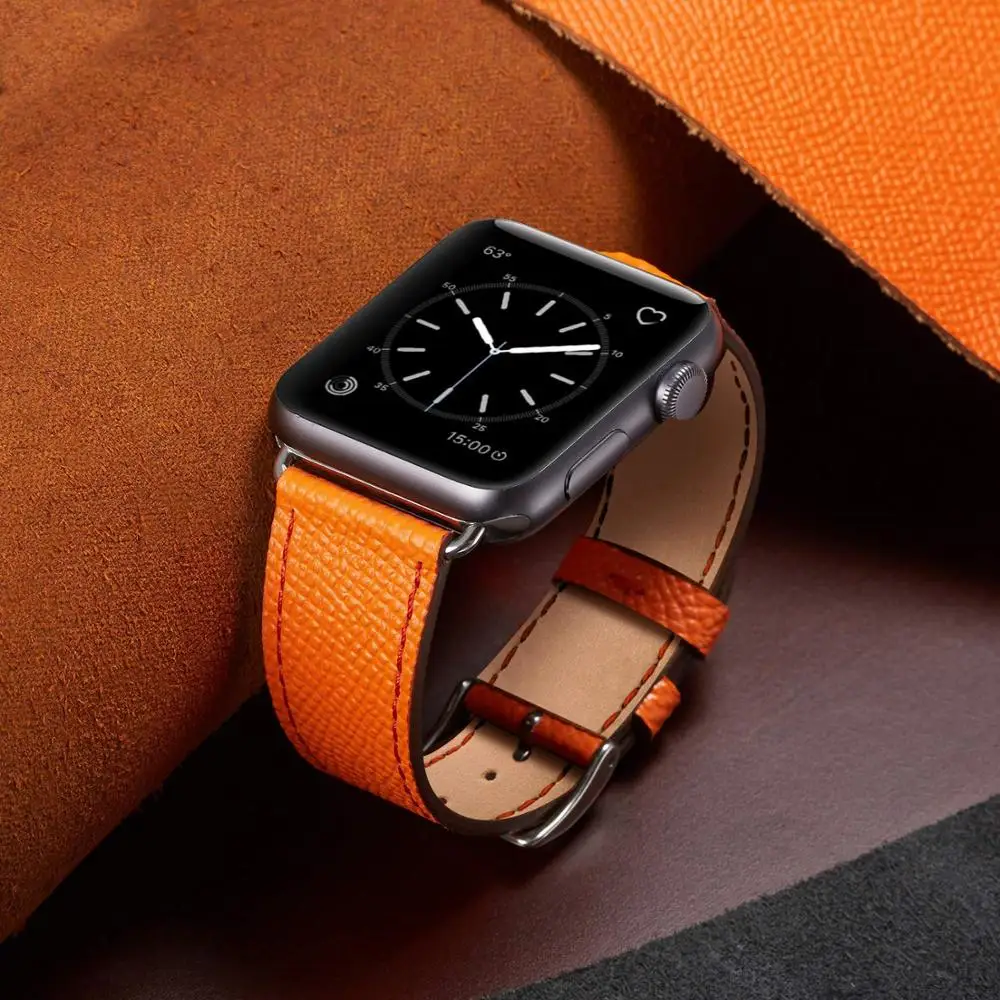 Ремешок из натуральной кожи для Apple Watch band 44 мм/40 мм iWatch 42 38 Высококачественный