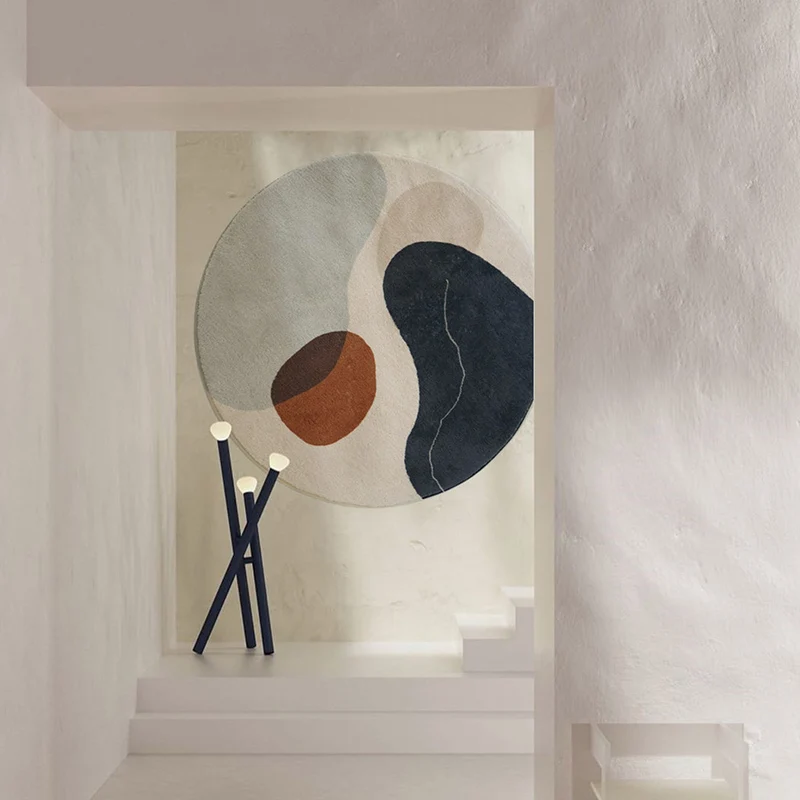 Круглый ковер в скандинавском стиле компьютерный для гостиной журнального