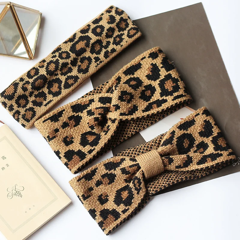 Женская повязка на голову с узором снежного барса для ушей теплый женщин