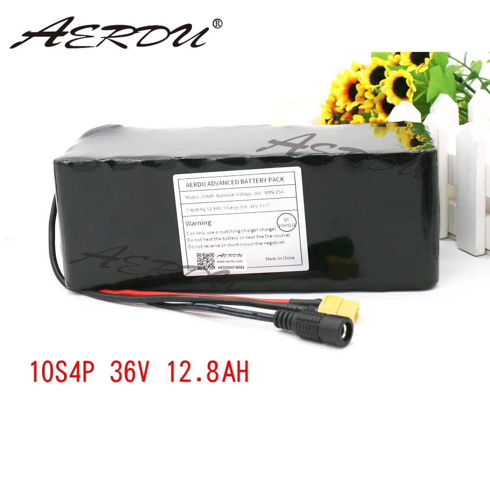 AERDU е байка 36В 10S4P 12.8Ah 600 ватт с 20A баланса BMS 42V литиевая батарея пакет фара для