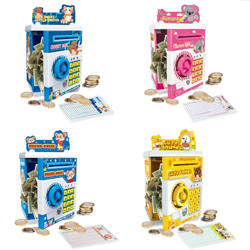 

Children Cartoon Electronic Piggy Bank ATM Password Money Box Automatic Deposit Banknote Cash Coins Saving Case Kids Toys Gifts