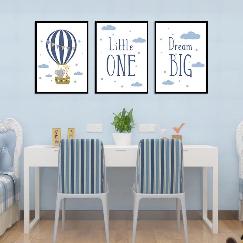 Картина на холсте Голубое облако фотография буква плакат скандинавский слон