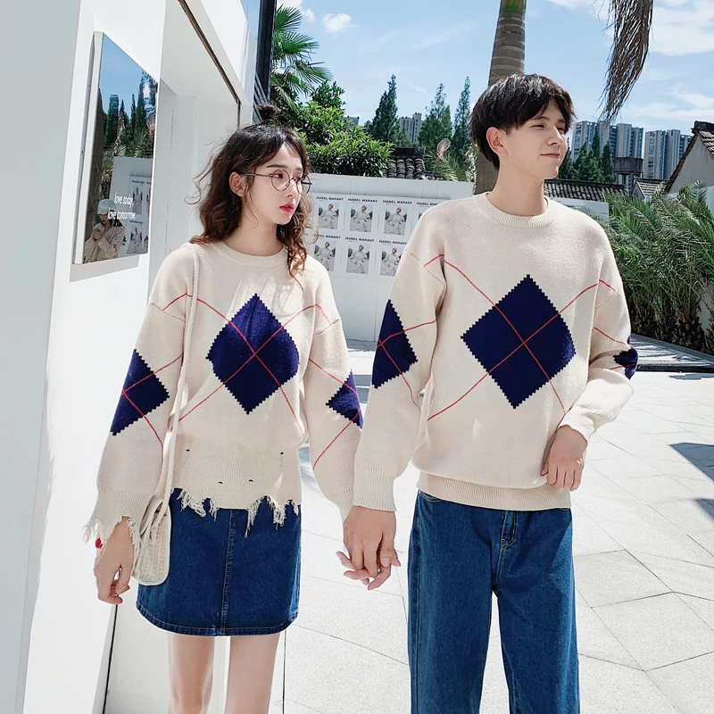 Парные Пуловеры свитеры одежда для влюбленных милые вязаные в стиле