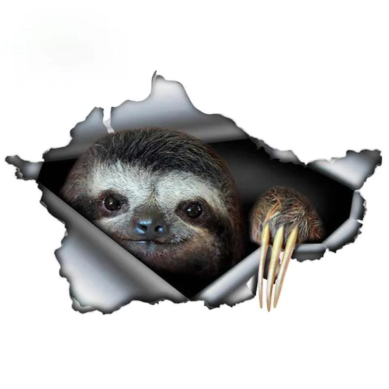 

Decorative Sloth Car Sticker Decor Motorcycle Decals Torn Metal Decal Sunscreen PVC High Quality KK Vinyl Cover Scratches