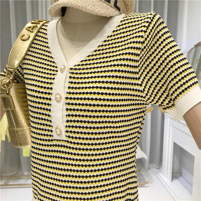 ALPHALMODA 2020 весна лето женское элегантное вязаное платье с коротким рукавом