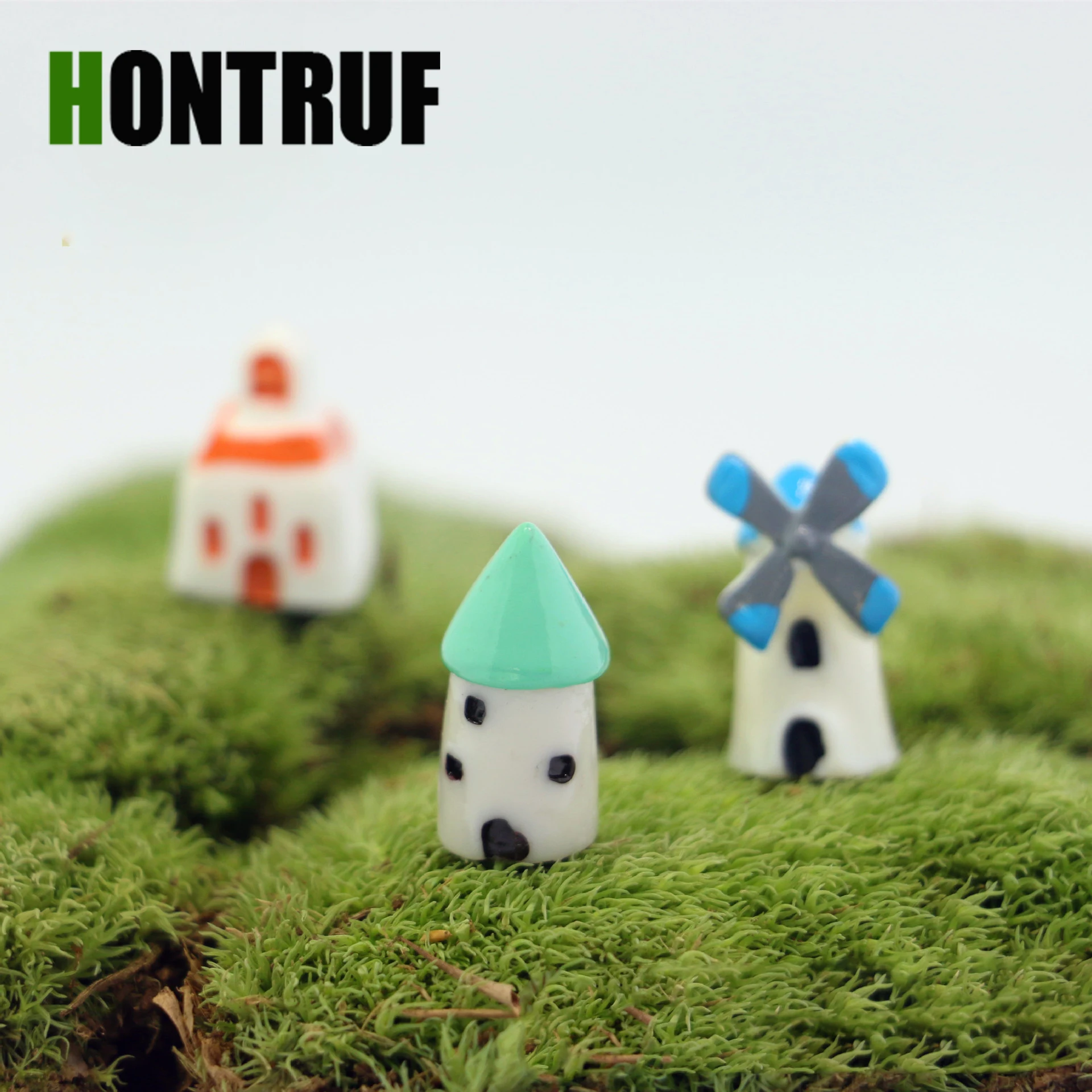 Diy мох микро ландшафтное садовое украшение мини-домик замок ремесла из смолы