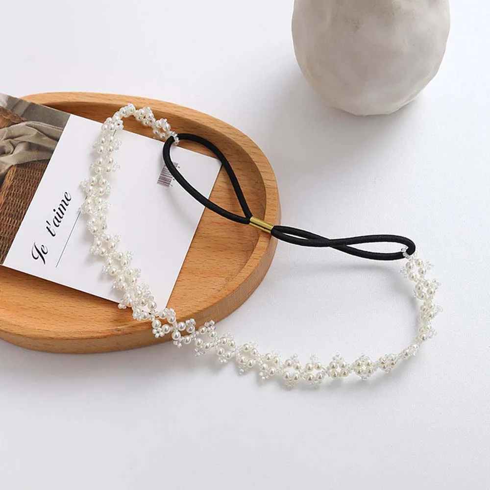 

2020 New Fashion Women Elegant Pearl Long Ribbon Hairbands Hair Ornament Lady Headbands Girls Headwear Hair Accessories