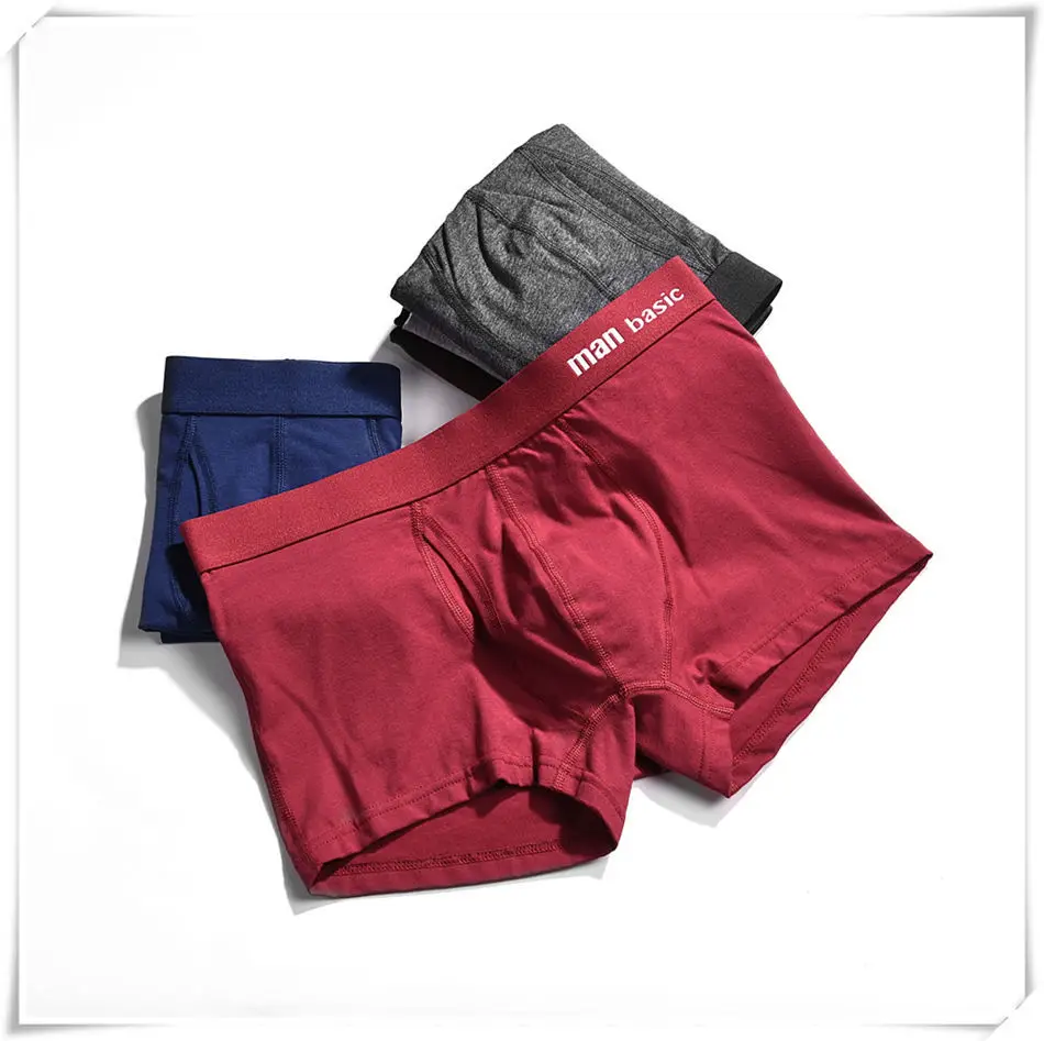 Однотонное нижнее белье мужские хлопковые дышащие шорты-боксеры комфортные