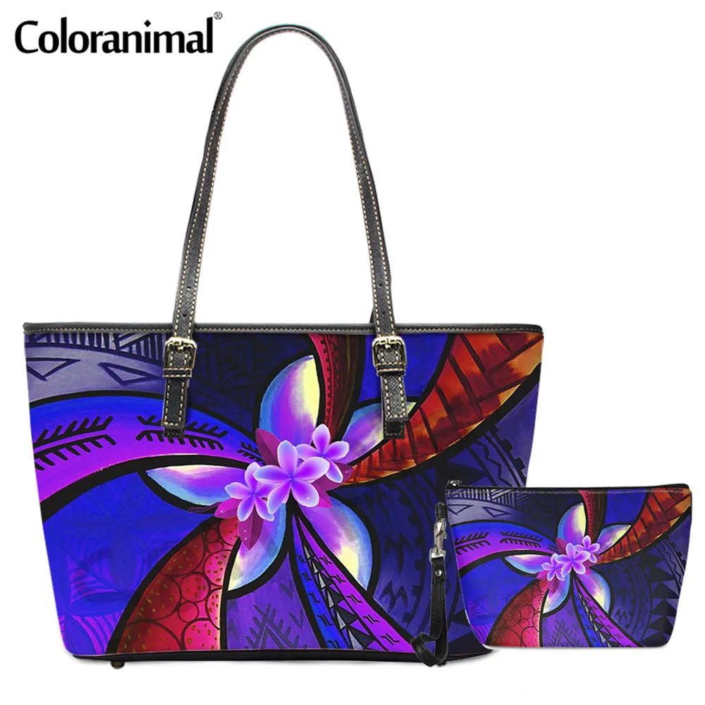 Coloranimal Племенной полинезийской Плюмерия печатных Для женщин Наплечная Сумка из