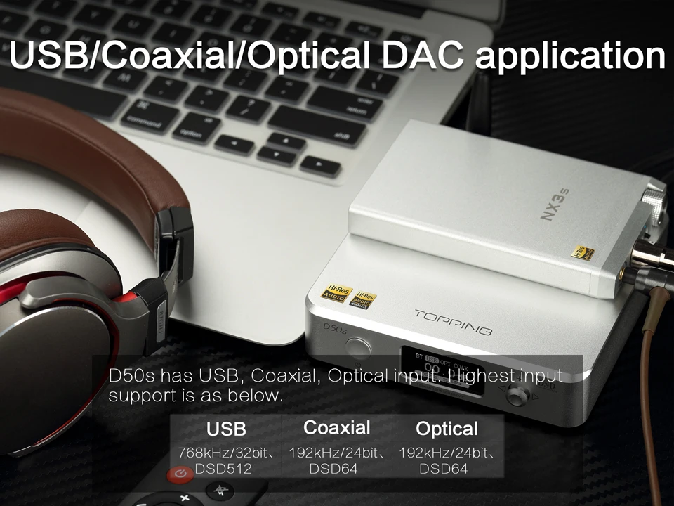 Топпинг D50S Bluetooth DAC ES9038Q2M декодирование аудио USB DAC XMOS XU208 DSD512 32 бит/768 кГц OPA1612 USB/OPT/коаксиальный вход
