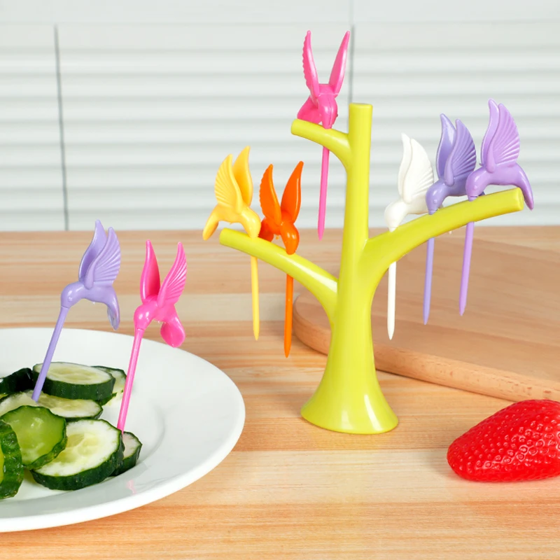 Delidge 1 комплект подставка для овощей Птица дерево вилка фруктов пластиковая еды