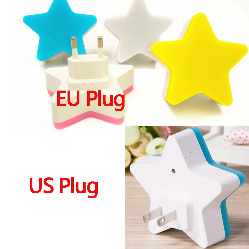 

LED Plug-in Night Light Light Sensor Controlled EU US Plug LED Night Lights Pentagram Shaped Lamp Take Good Care Children Sleep