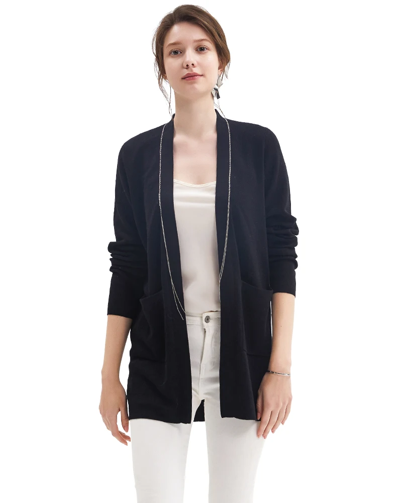 

Zhili Women's Long Sleeve Open Front Solid Color Lightweight Cardigan with Tassel Front