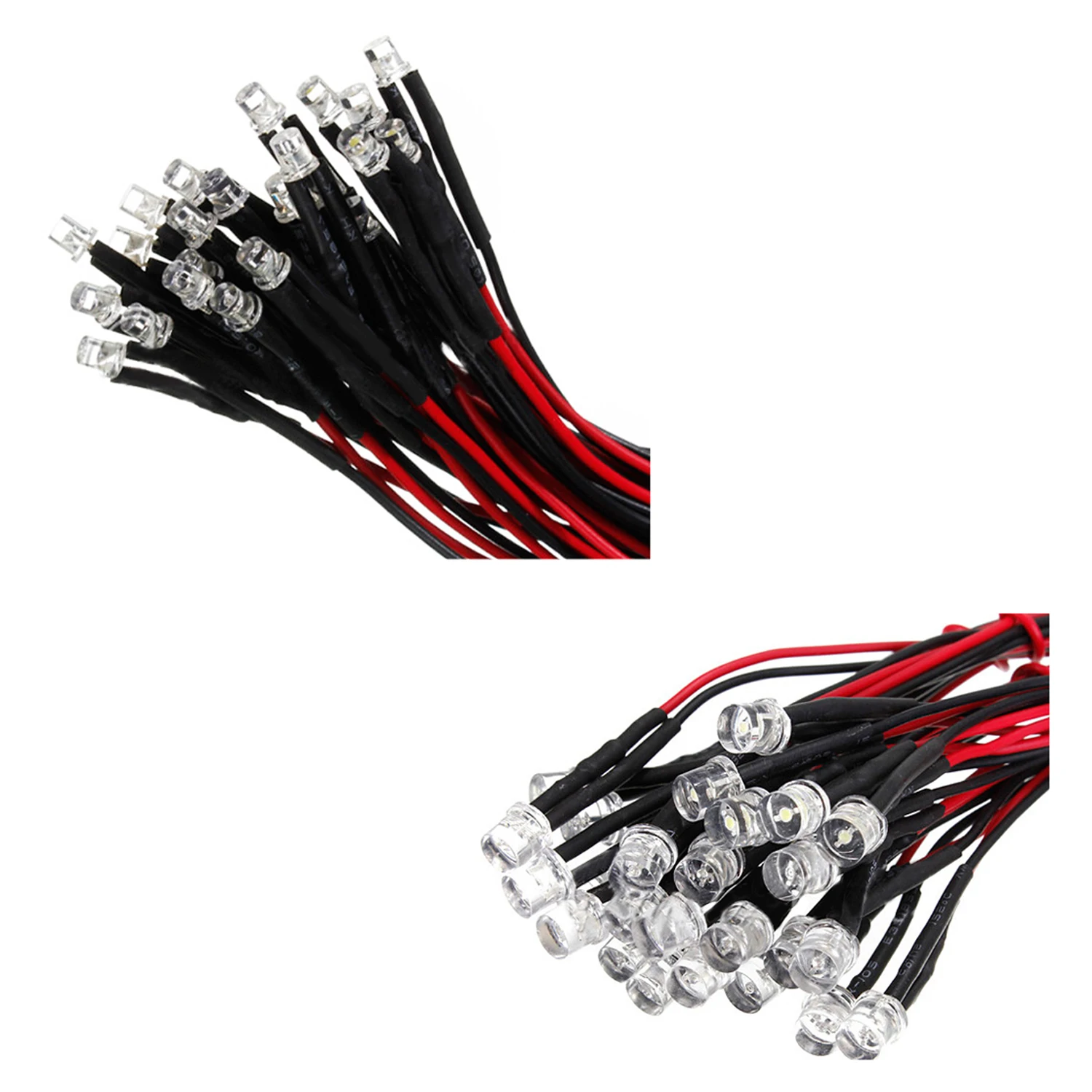 

20CM 12V Wired For Light Emitting Diode Wiring LED Lot Size: 5mm Flat Top Color:white QTY:10Pcs