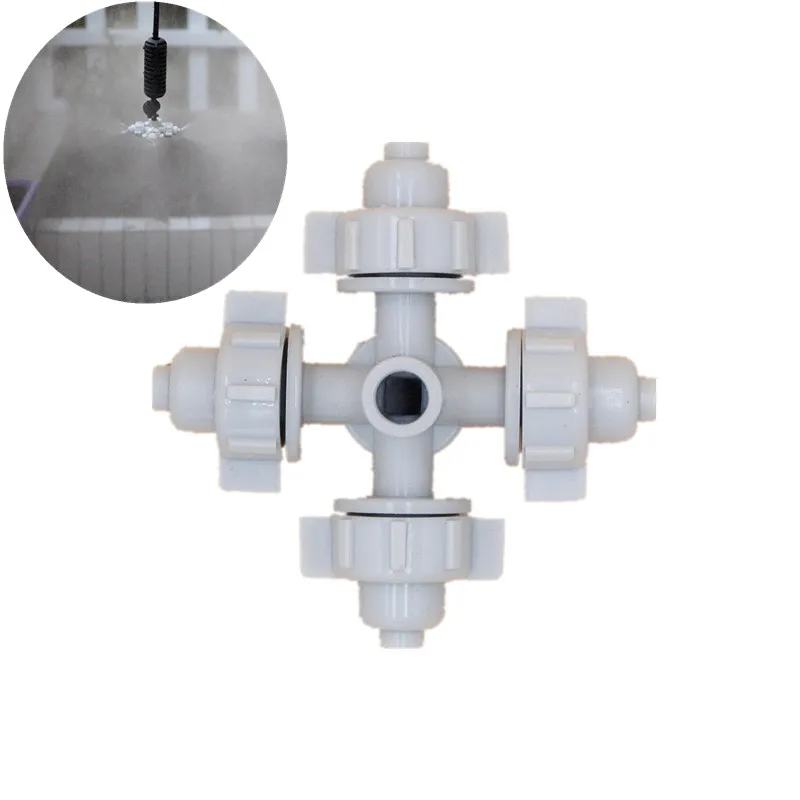 

Fast Shipping 50pcs White Fogger Cross Misting Sprinkler Greenhouse Cooling Hanging Sprinkler Drip Micro Irrigation Fittings