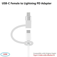 type c female to lightning pd fast charge adapter18w compatible with original apple usb c cable for iphone 12 pro max 11 xs xr