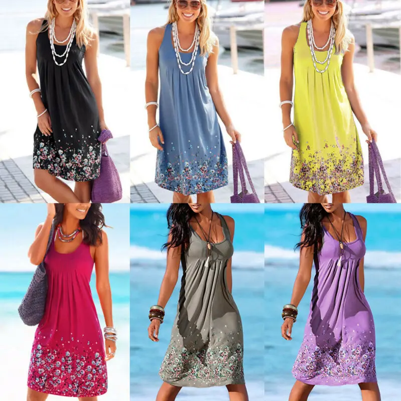 Женское повседневное короткое платье-миди в стиле бохо вечерние летние пляжные