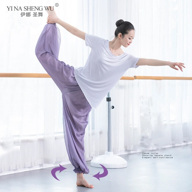 Брюки женские для танца живота шифоновые эластичные свободные штаны капри с