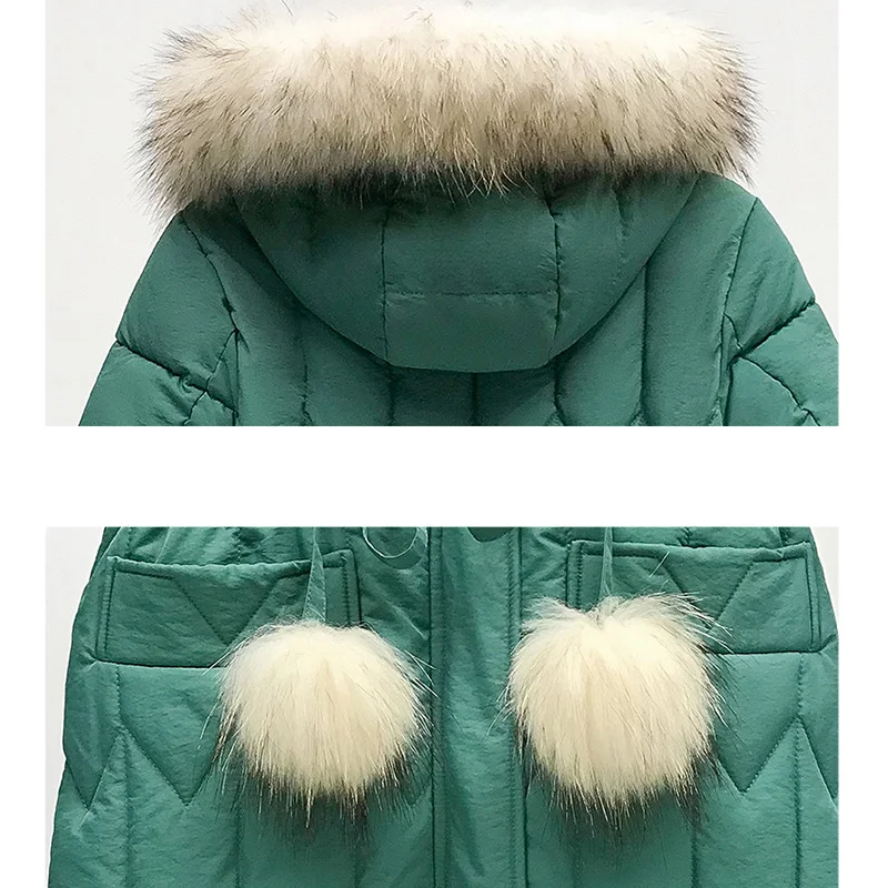 -30 Russia Winter Jacket New Women Hooded Coat Fur Collar Thicken Warm Long coat Female Plus Size Outerwear Parka Ladies OK311 | Женская