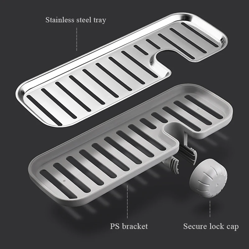 

Stainless Steel Faucet Storage Rack Kitchen Soap Drainage Holder Sink Drain Holder Kitchen Accessories Organizer