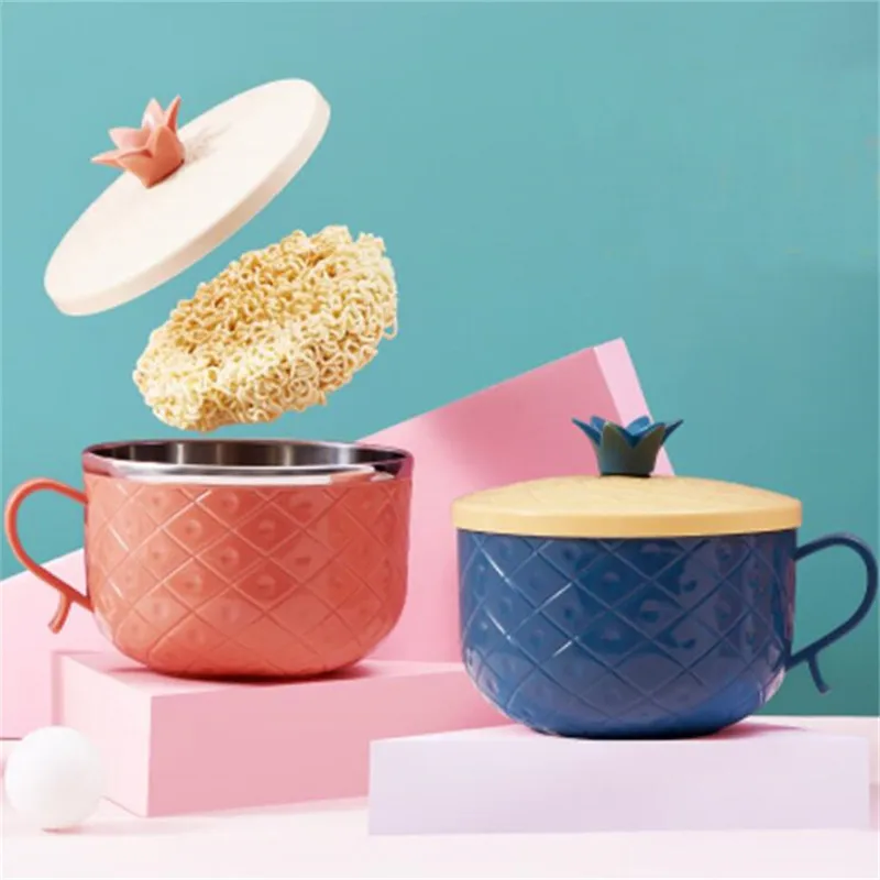 Нержавеющая сталь большая чаша с крышкой Кухня большой суп лапша рис Ramen