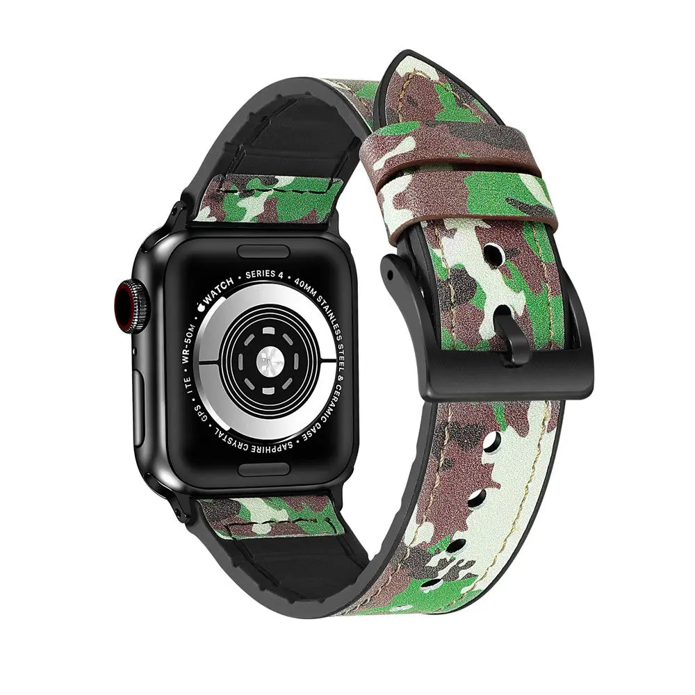 

For Apple Watch Band 38mm 42mm 40mm 44mm Carbon Fiber Personality Bracelet Leather Durable Strap for iWatch Series SE/6/5/4/3/2
