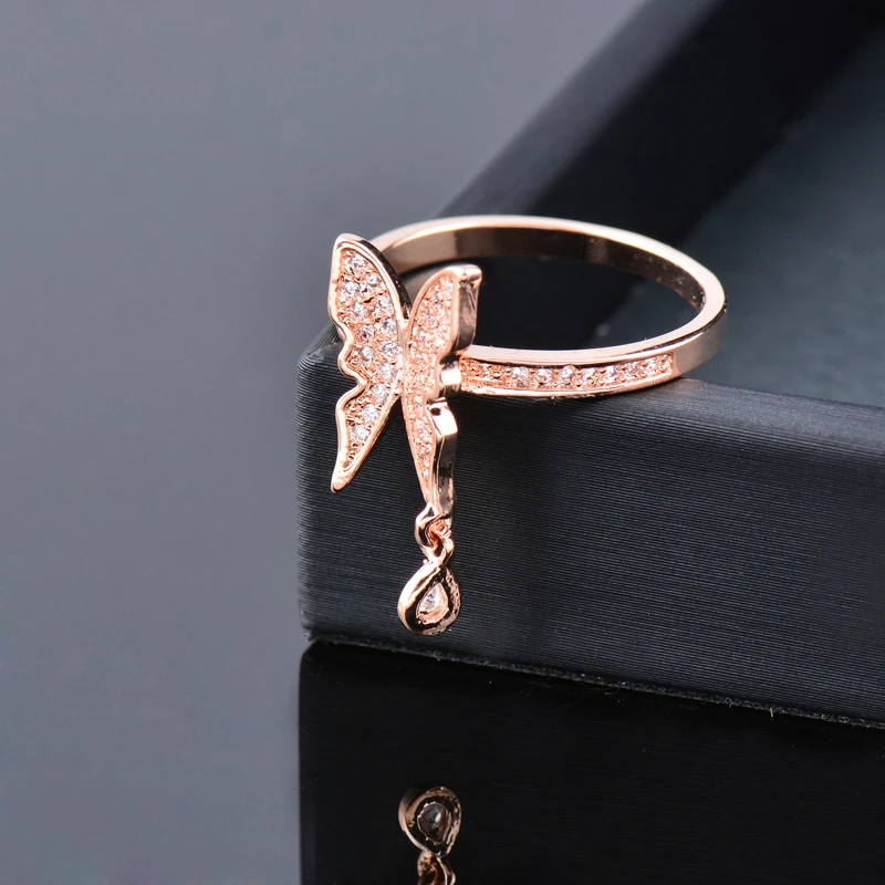 SINLEERY очаровательные кольца на палец в виде животного бабочки цвета розового