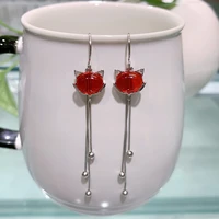 2022 new tassel ladies earrings long fox earrings fashion jewelry temperament wild personality gift woman earrings