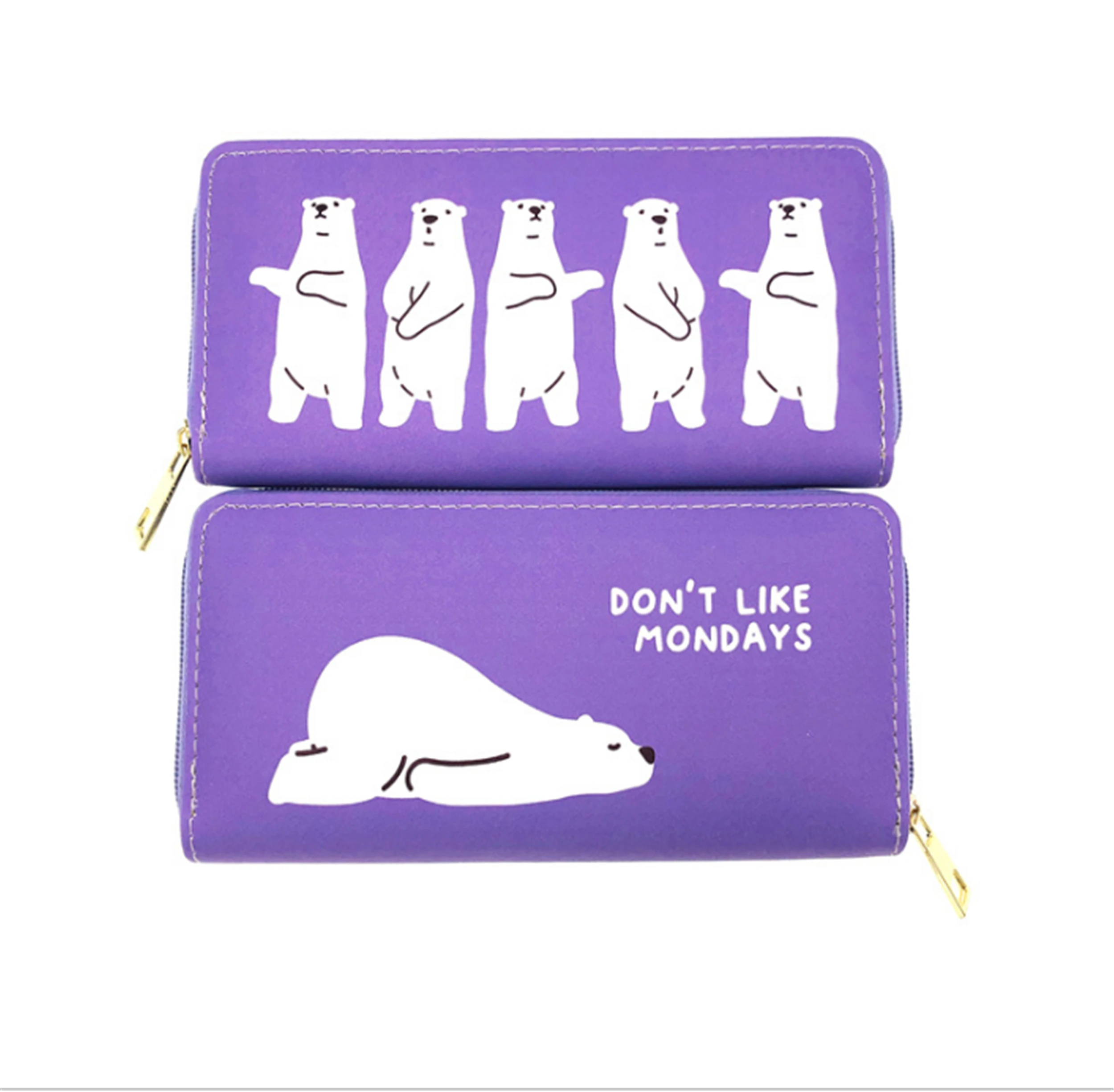 Длинный кошелек с логотипом мультяшного белого медведя для кредитных карт