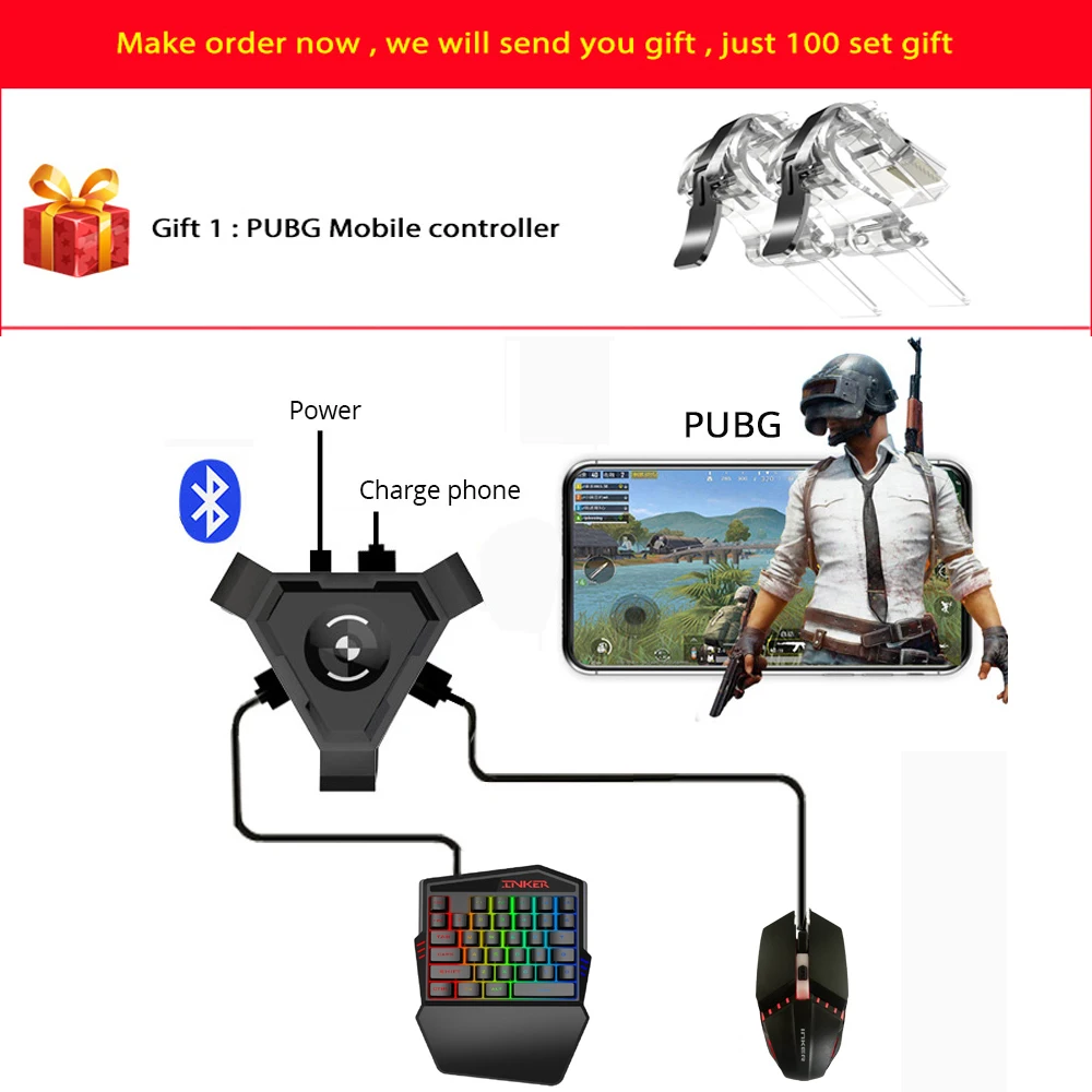Kuulee PUBG мобильный Геймпад контроллер игровая клавиатура мышь конвертер для телефона Android к ПК Bluetooth адаптер