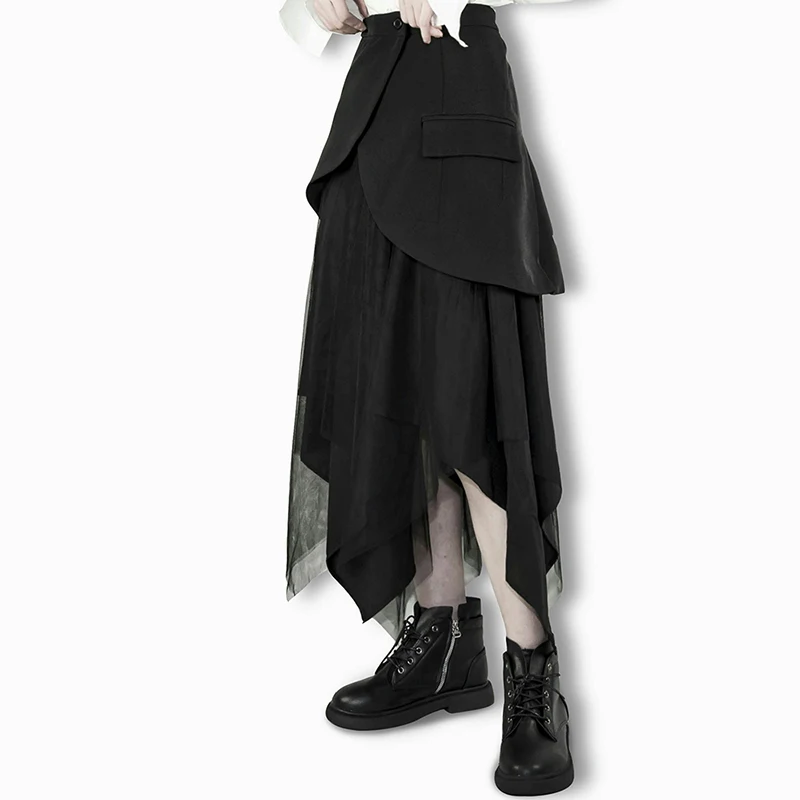 Готическая Женская длинная юбка черная винтажная в стиле пэчворк Повседневные