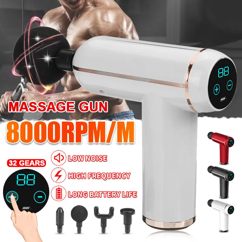 

32 Gears 8000r/min Mini Therapy Massage Gun Muscle Massager Pain Sport Massage Machine Relax Body Slimming Relief Fascial Gun
