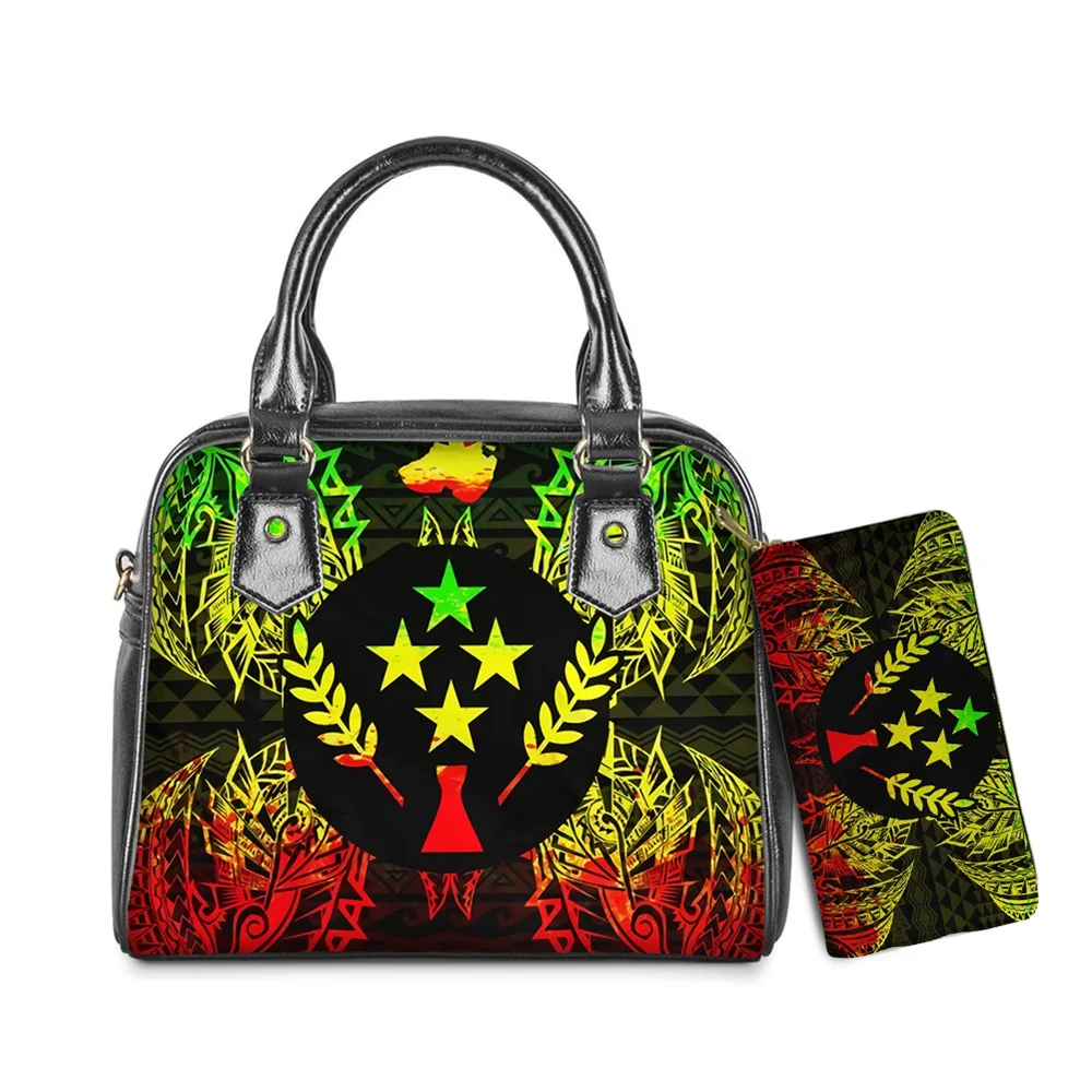 

Twoheartsgirl Kosrae Polynesian Tattoo Designer Pattern High Guality Bags Wallet 2Pcs Women Large Capacity Shoulder Work Bag