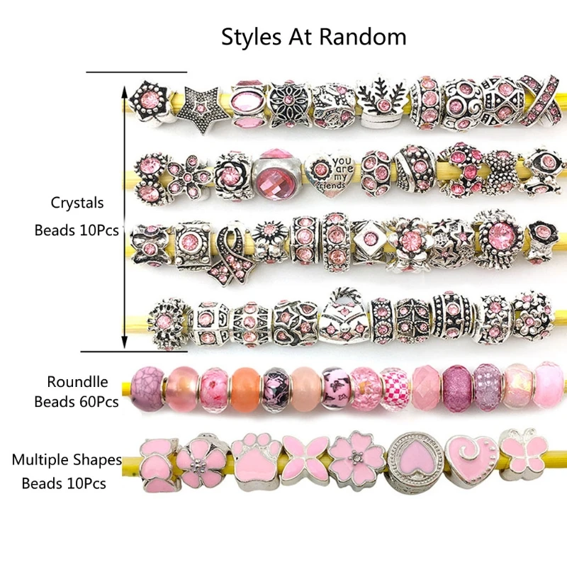 

80 PCs Various European Style Lamp Beads Large Holes Spacer Beads for Women N0PE