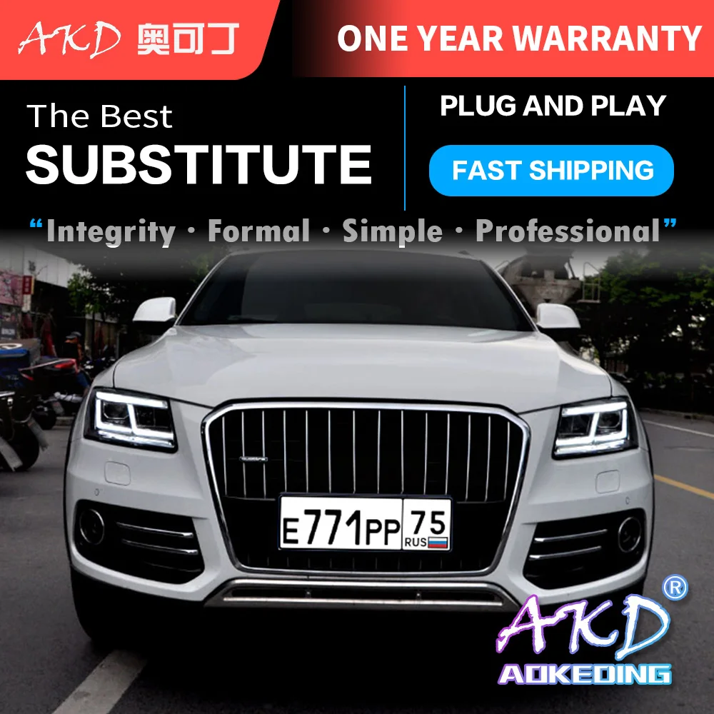 

Головная лампа CG для стайлинга автомобиля для AUDI Q5 2009-2018, фары Q5 светодиодный ная фара, линза DRL, двухлучевая светодиодная линза, автомобильн...