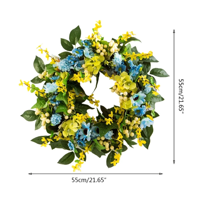 

Artificial Winter Jasmine Spring Flower Wreath Large For Hanging Front Door Doco A9LB